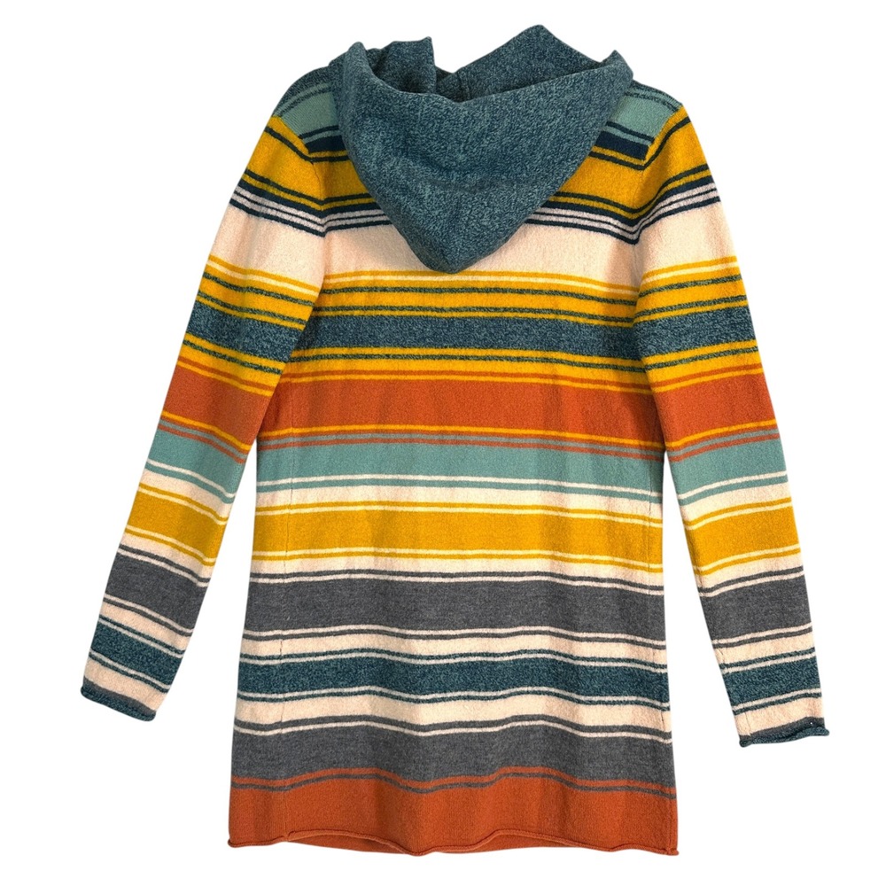 Toad&Co Sweater Heartfelt Merino Hoodie S 100% Wool Striped Cardigan Gooseberry - Picture 9 of 12